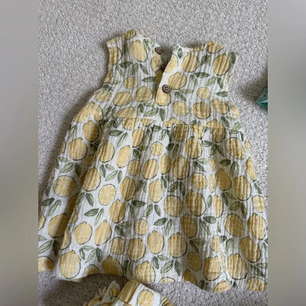 Lemon Print Dress + FREE Floral Set